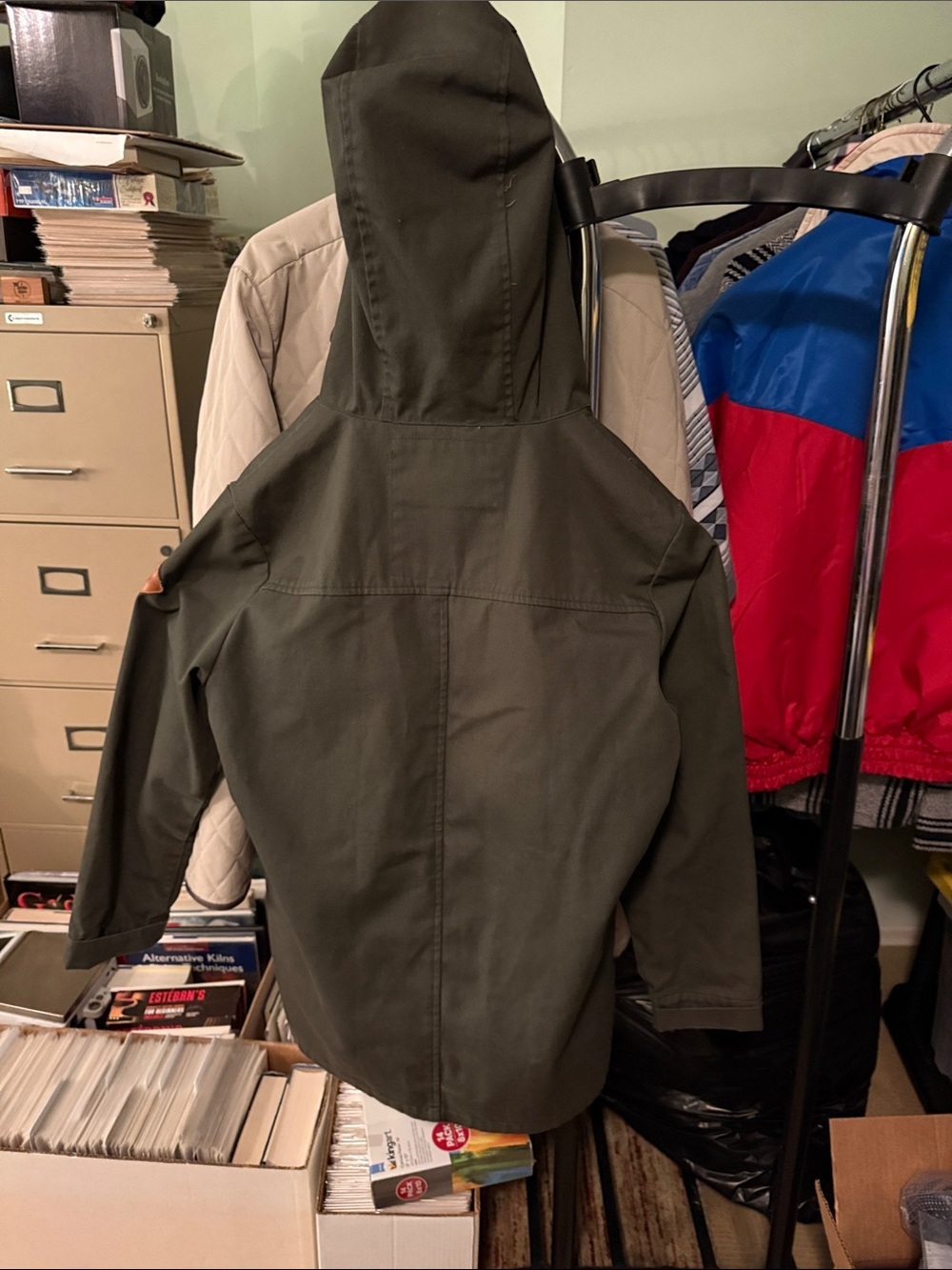 RVLT, Olive Green Hooded Men's Parka Jacket - Picture 2 of 11